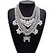 Girl Era Fashion Lady Exotic Multilayer Flowers Retro Style Aesthetic Crystal Necklace Gemstone Jewelry Womens(Silver)