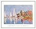 Claude Monet Boats At Argenteuil Framed Art Print with Canvas Texture Finish 28 x 22