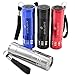 Pack of 4, BYBlight - Super Bright 9 LED Mini Aluminum Flashlight with Lanyard, Mini LED Flashlight Torch, 4 Assorted Colors: Black, Blue, Red, Silver, Best Tools for Summer Holiday Camping, Hiking, Hunting, Backpacking, Fishing!