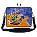 Meffort Inc 17 17.3 inch Neoprene Laptop Sleeve Bag Carrying Case with Hidden Handle and Adjustable Shoulder Strap - Vincent van Gogh Fishing Boats on the Beach