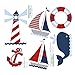 Nautical Decal Stickers Red White Blue Boy Wall Graphics. Sailing Ocean Vinyl Mural Sticker Decals for Children's, Nursery & Baby's Room Decor, Baby Walls, Boys Bedroom Decorations. Boat, Whale, Light House, Life Preserver Child's Murals Party Decoration