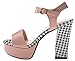 Laikajindun Summer New Style Peep-toe Rough High Heel Soft Leather Women Shoes(5.5 B(W) US, pink)