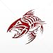 Sticker Decal Angry Fishbone Figure Tablet Laptops Weatherproof Sports Red Dark (40 X 35.2 In)