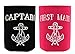Funny Beer Coolie Black Captain and Magenta First Mate 2 Pack Can Coolies
