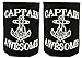 Funny Beer Coolie Captain Awesome 2 Pack Can Coolies Black