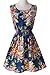 Azbro Women's Colorful Floral Print Sleeveless A-Line Skater Dress