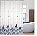 Eforcurtain Beach Pattern Waterproof and Mildew-Free Shower Curtain with Hooks Multi-colored (White/navy) (72-Inch by 72-Inch)