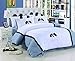 YOYOMALL 100% Cotton Cute Panda White Bedding Set,Delicate Embroidered Patch Craft Cover Set for Kids Twin Queen Size. (Twin)