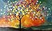 Sangu 100% Hand Painted Wood Framed 1-piece Hot Sale Colorful leaves Modern Tree For Abstract Oil Paintings Gift Canvas Wall Art Paintings For Living Room