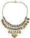 Btime Women Stylish Retro Hollow Resin Inlay Alloy Coin Pendant Tassel Necklace(gold)