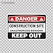 Decal Safety Sign Danger Construction Site Unauthoriz Car window jet ski repair helmet reflection wall (11 X 7,17 Inches) Fully Waterproof Printed vinyl sticker