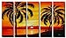 SR Sunset Coconut Trees Beach 5 pcs/set 100% Hand Painted Oil Paintings Home Decoration With Wood Framed Artwork And Read To Hang Modern Canvas Art Wall Decor