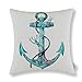 Euphoria Home Decorative Cushion Covers Pillows Shell Cotton Linen Blend Vintage Boat Anchor Teal Color 18