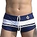 Linemoon Men's Anchor Boxer Swimming Trunks with Tie Inside Fashion Elastic Swimwear Blue 25-27 Inches