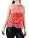 Fandsway Womens Trendy Floral Netted Sleeveless Top With Boat Neckline (LARGE, CORAL)