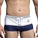Linemoon Men's Boxer Swimming Trunks with Tie Front Fashion Anchor Strips Swimwear White 30-32 Inches