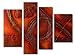 Sangu 100% Hand Painted Wood Framed Domination of Red Abstract Home Decoration Modern Oil Paintings Gift on Canvas 4-piece Art Wall Decor