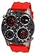 Dual Time Red Watch Mens Fashion Designer Compass Thermometer Geneva