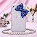 Cell Accessories For Less (TM) APPLE iPhone 4S/4 Dark Blue Bow Pearl 3D Back Protector Cover (with Package) + Bundle (Stylus & Micro Cleaning Cloth) - By TheTargetBuys