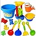 Cartoon&coser Beach Sand Toy Set for Kids with Bucket, Shovels, Rakes, Sailboat & Shape Molds