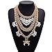 Girl Era Fashion Lady Exotic Multilayer Flowers Retro Style Aesthetic Crystal Necklace Gemstone Jewelry Womens(Gold)