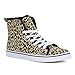Twisted Women's KIX Hi-Top Lace Up Snap Foldover Sneaker Gift Colorful Print Cool Wide Studs Fashion Cheetah Leather Comfortable - Leopard, Size 9
