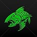 Sticker Decal Angry Fishbone Figure Tablet Laptops Weatherproof Sports Green (24 X 21.1 In)