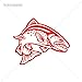 Decoration Vinyl Sticker Vinyl Salmon Tattoo Design Poster For Marine Vessel Doors Car Decoration Motorbike meat hand lunch very (9 X 7,44 Inches) Red