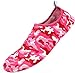 QILE Men's and Women's New Skin Barefoot Stylish Shoes for Water Sports Swim Beach Volleyball Surfing Rafting Diving Boarding Yacht Boat Parasailing Fishing Yoga Exercise Camouflage Pink Shoes 5-6 US