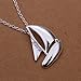 925 Silver Necklace Boat And Sail With Zircon Pendant
