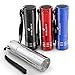 Pack of 4, BYBlight Super Bright 9 LED Mini Aluminum Flashlight with Lanyard, Mini LED Flashlight Torch, 4 Assorted Colors: Black, Blue, Red, Silver, Best Tools for Summer Holiday Camping, Hiking, Hunting, Backpacking, Fishing