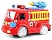Deluxe Fire Engine Battery Operated Bump and Go Toy Truck w/ Flashing Lights, Sounds
