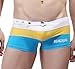 Linemoon Men's Gradient Stripe Nylon White/Yellow/Blue Buckle Boxer Swimming Brief 34-38 Inches