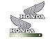 2 Pieces Decal Stickers Die-Cut Vintage Honda Left & Right Wing Silver