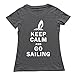 FQZX Women's Keep Calm And Go Sailing T Shirt DeepHeather