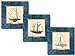 3 Blue Sailboat Art Prints Sailing Themed Nautical Ocean Decor 12x12