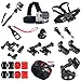 Bette Accessory Bundle Kit for GoPro Black Silver Hero 4 3+ 3 2 1 Camera, Kits for Parachuting Swimming Rowing Surfing Climbing Running Bike Riding Camping Diving Any Other Outdoor Sports, Chest Strap + 360 Degree Wrist Strap + Head Strap + Monopod Handhold Mount + Handlebar Seatpost Mount + Gopro Suction Cup Mount + Buckle Basic Strap Mount + J-hook Buckle Mount + Long Screw Bolt + Knob Nut Screw