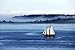 National Geographic - A Sailboat Cruising Casco Bay on a Foggy Morning Peel and Stick Wall Decal by Wallmonkeys