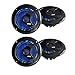 4 X New Pyle PLMR6LE 6.5'' Inch Marine Boat Yacht Waterproof Stereo Speakers with Built-in Programmable Multi-Color LED Lights, 150 Watt, (2 Pair) (Black)