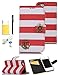VKKING(TM) New Style Pirate Boat Design PU Wallet Leather Case For Apple iPhone 5G/5S,With Credit Cards Slots,Anti Dust Plug(Color Random),Screen Protector,Stylus and Cleaning Cloth Red