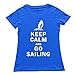 FQZX Women's Keep Calm And Go Sailing T Shirt Large RoyalBlue