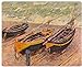 Rikki Knight Claude Monet Art Dock of Etretat Three Fishing Boats Design on High Definition Museum Quality Aluminum Print, 7 by 5-Inch