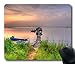 Custom Glamorous Mouse Pad with River Pier Boat Non-Slip Neoprene Rubber Standard Size 9 Inch(220mm) X 7 Inch(180mm) X 1/8 Inch(3mm) Desktop Mousepad Laptop Mousepads Comfortable Computer Mouse Mat
