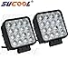 Sucool 2pcs One Pack 4 Inch Square 48w Led Work Light Off Road Flood Lights Truck Lights 4x4 Off Road Tractor Jeep Work Lights Fog Lamp for Jeep Cabin/boat/suv/truck/car/atv/vehicles/automative/jeep/marine