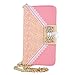 ANLENG Samsung Galaxy S5 i9600 pink Luxury Elegant Ladies Portable Hollow Bow PU Leather Wallet Card Holder Flip Case Cover With Gold Flower