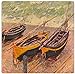 Rikki KnightTM Claude Monet Art Three Fishing Boat in Eretart Design on 12