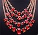 Girl Era Turquoise Jewelry Necklace 4-Strand Bib Temperament Necklace For Womnes(red)