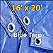 16'x20' Blue Waterproof Poly Tarp for Camping Hiking Backpacking Tent Shelter Shade Canopy Etc.