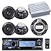 Sony DSXMS60 Marine Boat Yachht MP3 USB iPod iPhone Stereo AM/FM Radio Receiver & Sony RMX60ML Wired Remote Commander Marine Audio Stereo Controller With 4 X 6.5